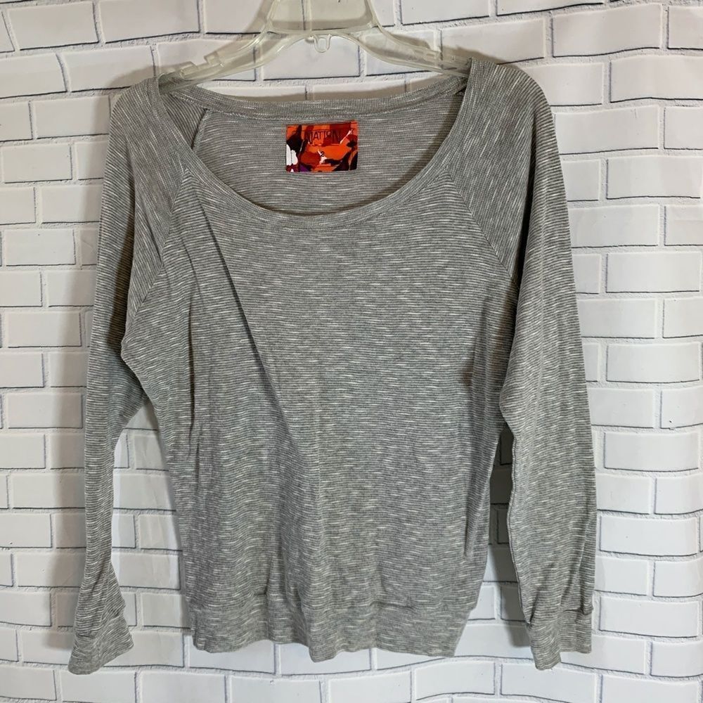 Nation Ltd Grey Heathered Long Sleeve Top Size 2